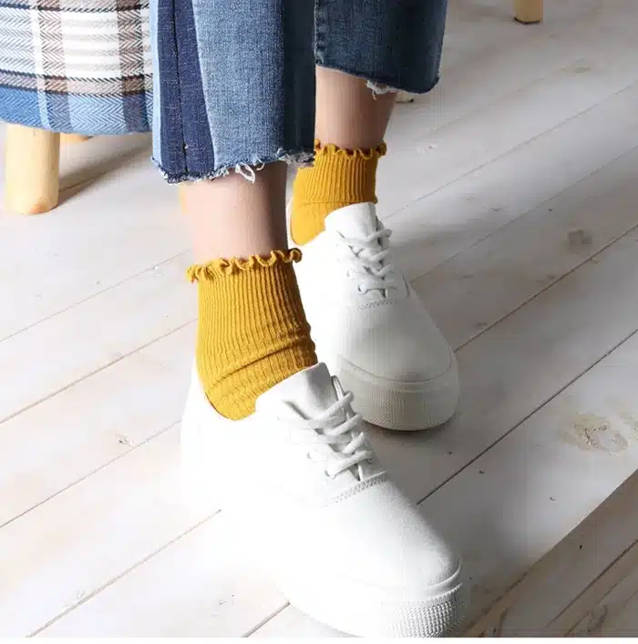 Sweet Spring Pure Color Cotton Lace Ruffles Women Socks Lovely Frilly Edge Princess Girls Socks High Quality Summer Autumn Socks 13