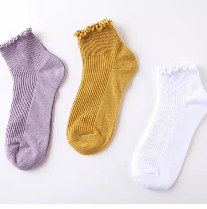 Sweet Spring Pure Color Cotton Lace Ruffles Women Socks Lovely Frilly Edge Princess Girls Socks High Quality Summer Autumn Socks 25