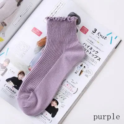 Sweet Spring Pure Color Cotton Lace Ruffles Women Socks Lovely Frilly Edge Princess Girls Socks High Quality Summer Autumn Socks 28