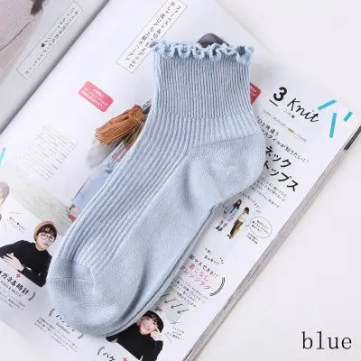 Sweet Spring Pure Color Cotton Lace Ruffles Women Socks Lovely Frilly Edge Princess Girls Socks High Quality Summer Autumn Socks 30