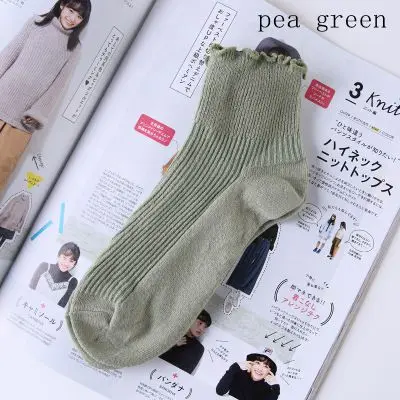 Sweet Spring Pure Color Cotton Lace Ruffles Women Socks Lovely Frilly Edge Princess Girls Socks High Quality Summer Autumn Socks 32