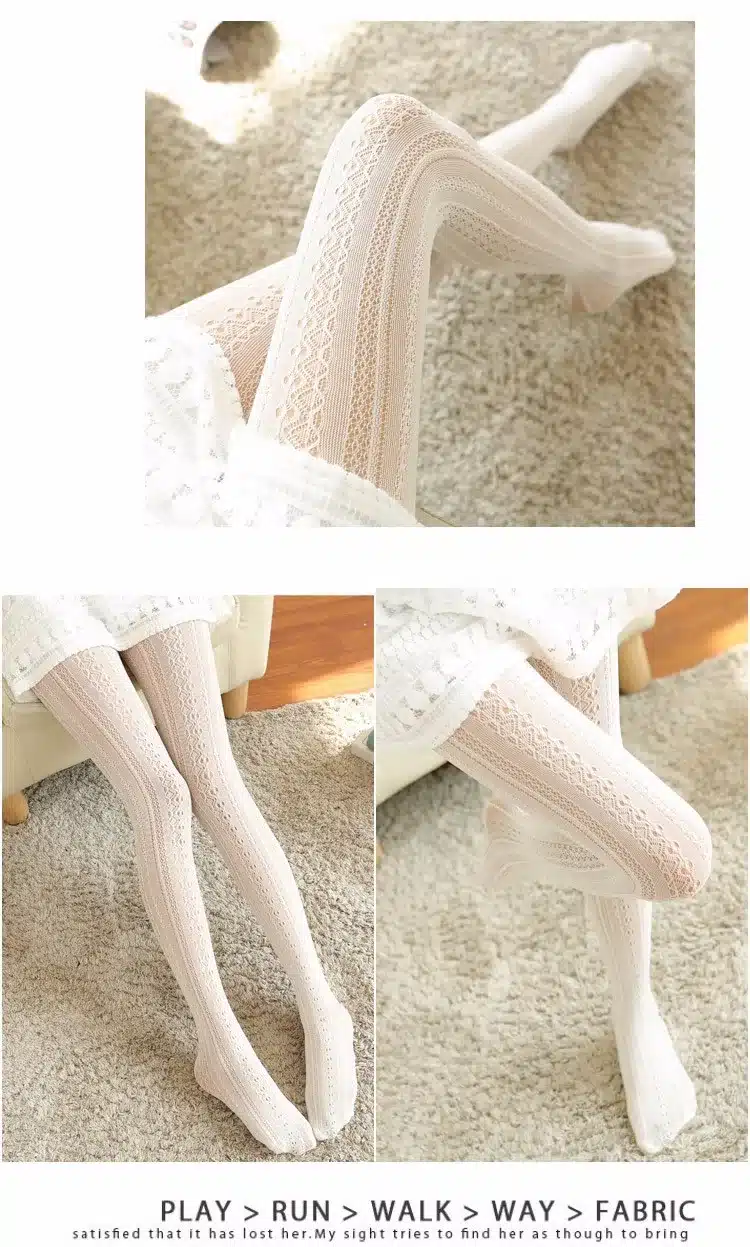 Spring Summer Girls Tights Hollow Striped Sexy Stockings Women Female Lolita Nylon Tights Japanese Pantyhose With Foot Hot Sale 12