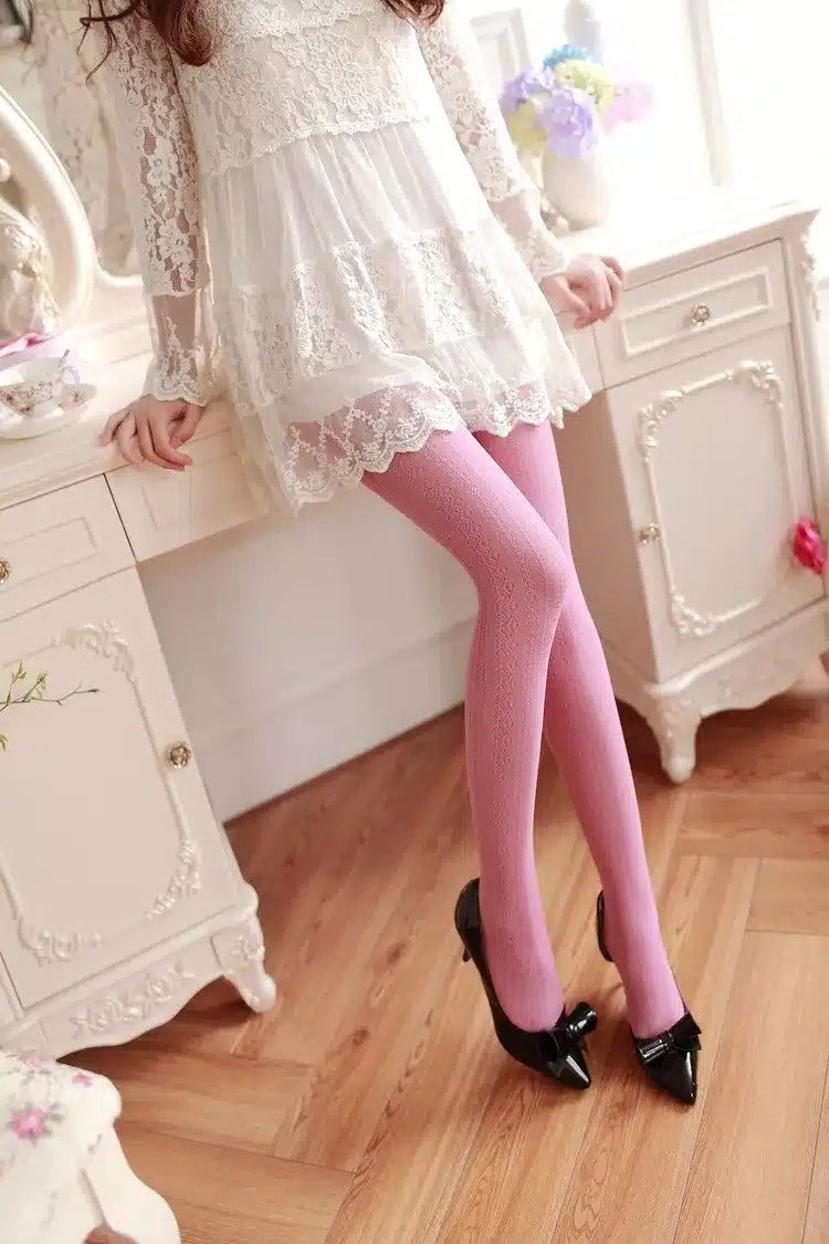 Spring Summer Girls Tights Hollow Striped Sexy Stockings Women Female Lolita Nylon Tights Japanese Pantyhose With Foot Hot Sale 18