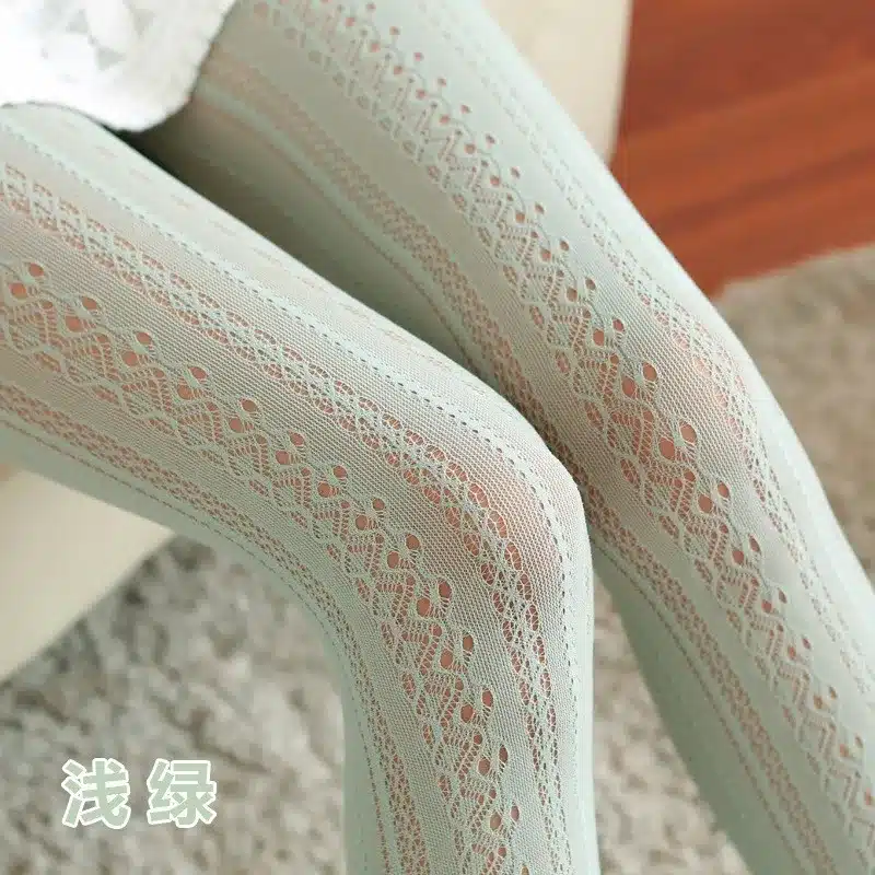 Spring Summer Girls Tights Hollow Striped Sexy Stockings Women Female Lolita Nylon Tights Japanese Pantyhose With Foot Hot Sale 24