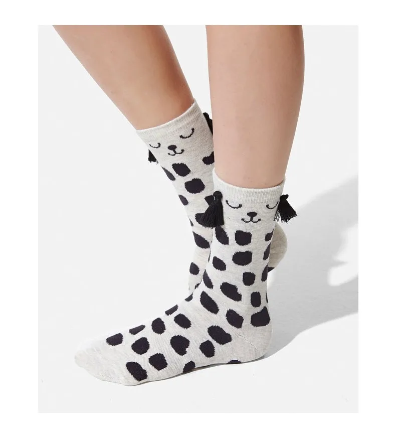 Foot 22-25cm Bunny Socks Rabbit Owl Polka Dot Animals Zoo Yellow Duck Spotty Dog Cookie Purl OVO Fluff Fluffy Panda Bear Cat Paw 18