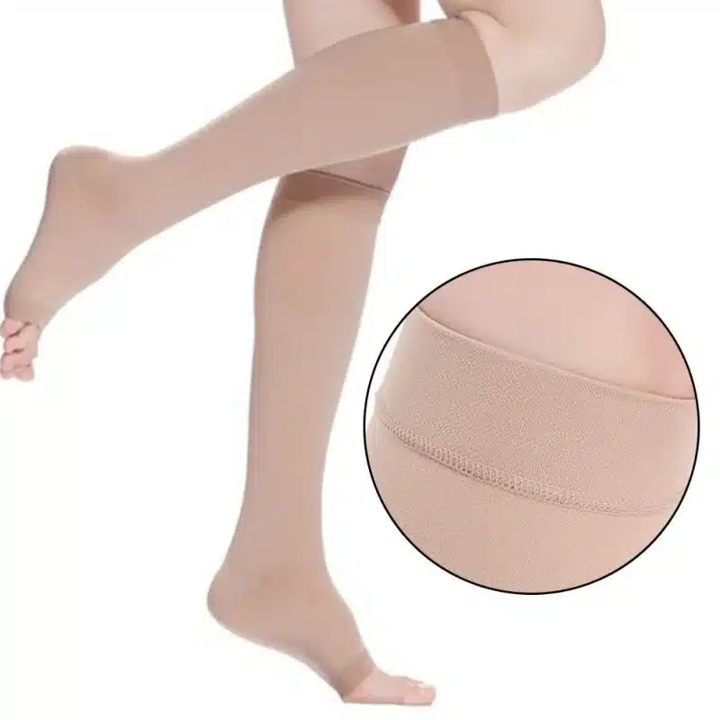 Men Women Stay Up Stockings Open Toe Compression Knee Thighs High Support 18-21 mm Hg Stocking Medias Muslo 3