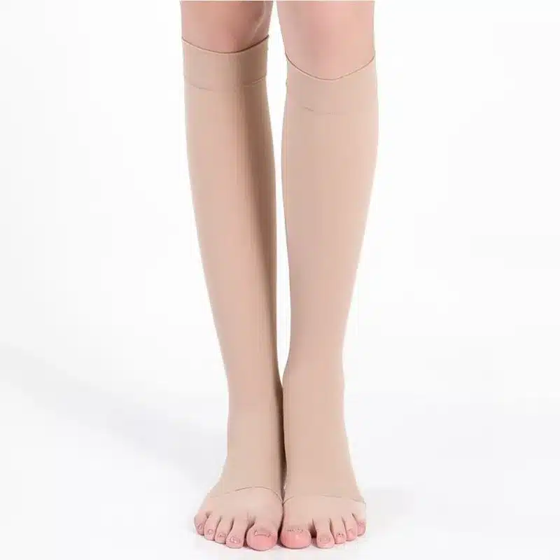 Men Women Stay Up Stockings Open Toe Compression Knee Thighs High Support 18-21 mm Hg Stocking Medias Muslo 4