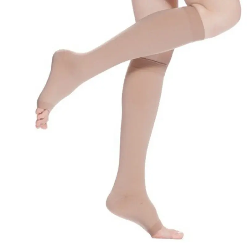 Men Women Stay Up Stockings Open Toe Compression Knee Thighs High Support 18-21 mm Hg Stocking Medias Muslo 6
