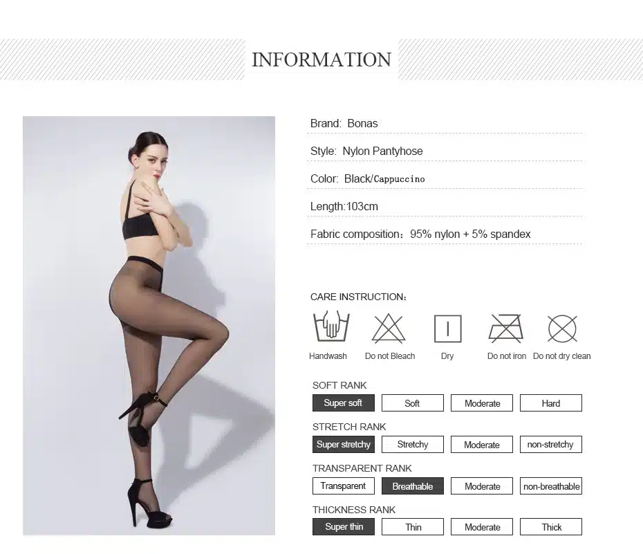 BONAS T Crotch Pantyhose Women's Fashion Black Nylon Tights Slim Sexy Seamless Design Girls Elasticity Spandex Female 2