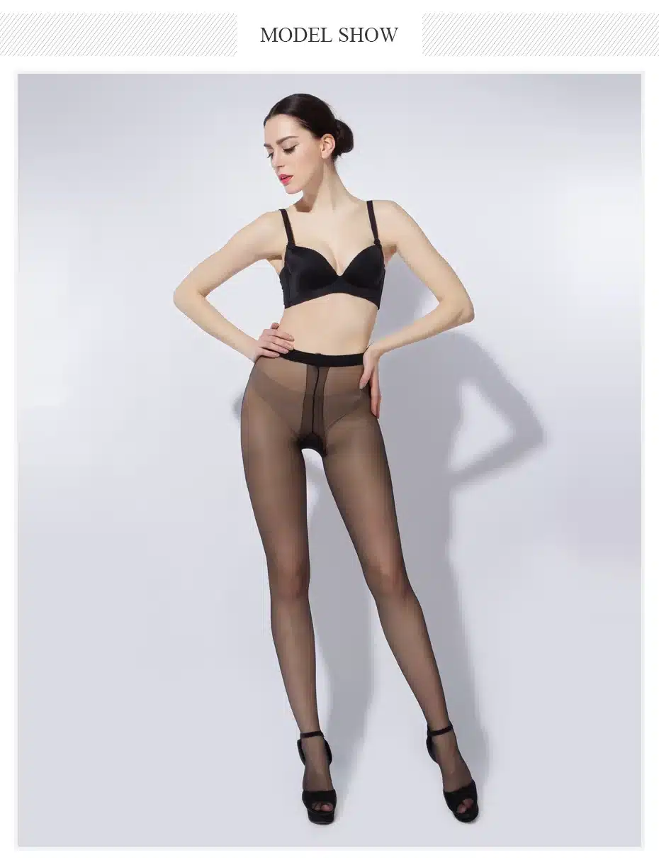 BONAS T Crotch Pantyhose Women's Fashion Black Nylon Tights Slim Sexy Seamless Design Girls Elasticity Spandex Female 3
