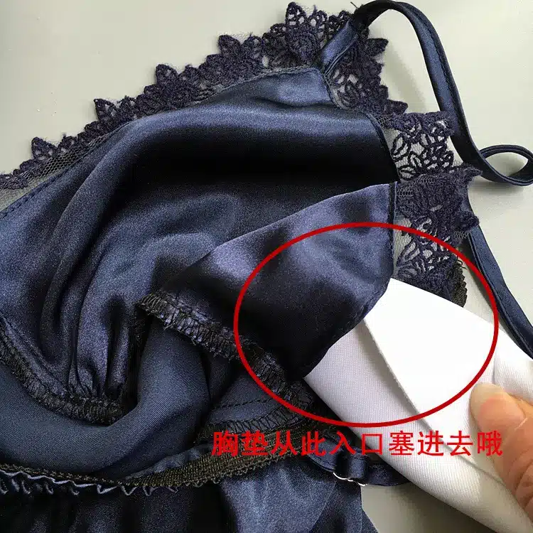 QWEEK Cotton Two Piece Set Women Sleepwear Silk Pajamas Sexy Chest Pad Nightwear Women 2017 Summer Lace Homewear Women Lingerie 6