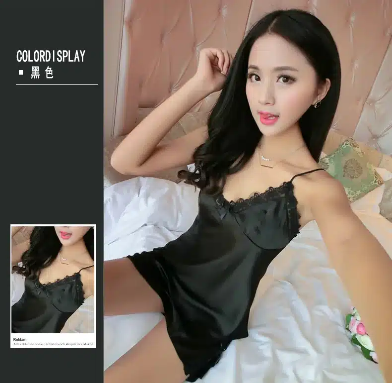 QWEEK Cotton Two Piece Set Women Sleepwear Silk Pajamas Sexy Chest Pad Nightwear Women 2017 Summer Lace Homewear Women Lingerie 25