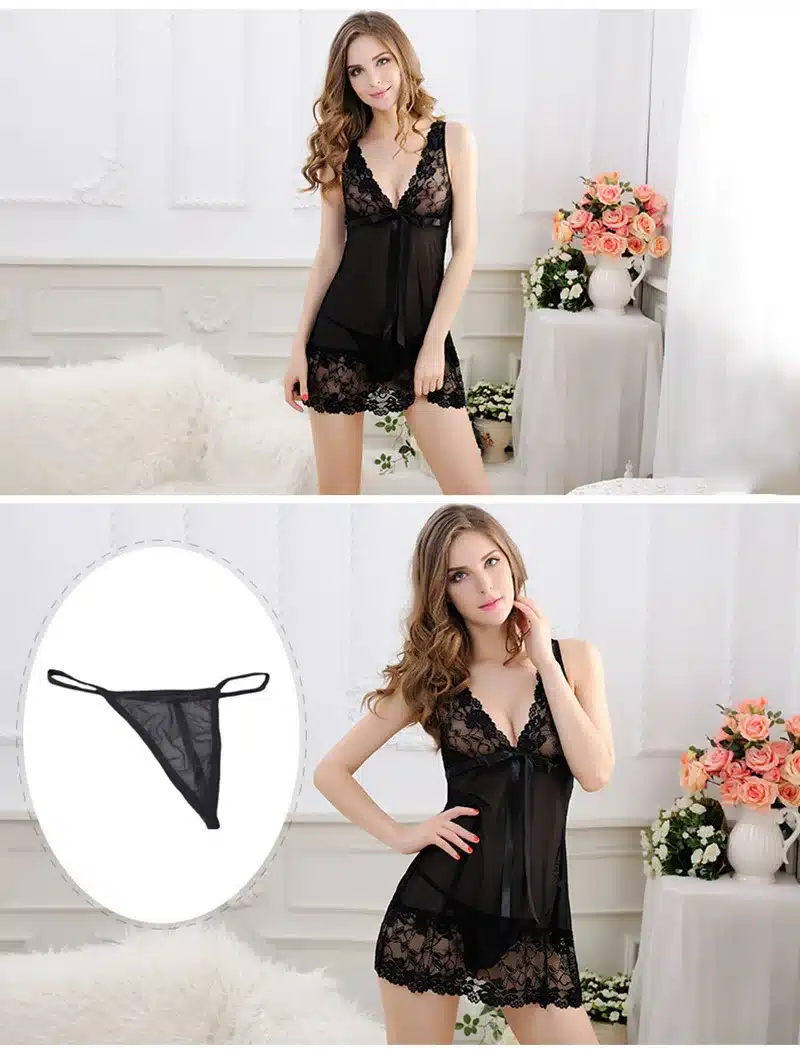 Lace Nightgown Women Sleepwear Pyjamas Summer Negligee Babydoll Nightwear Sexy Lingerie Bathrobe Female Nightdress Home Clothes 11