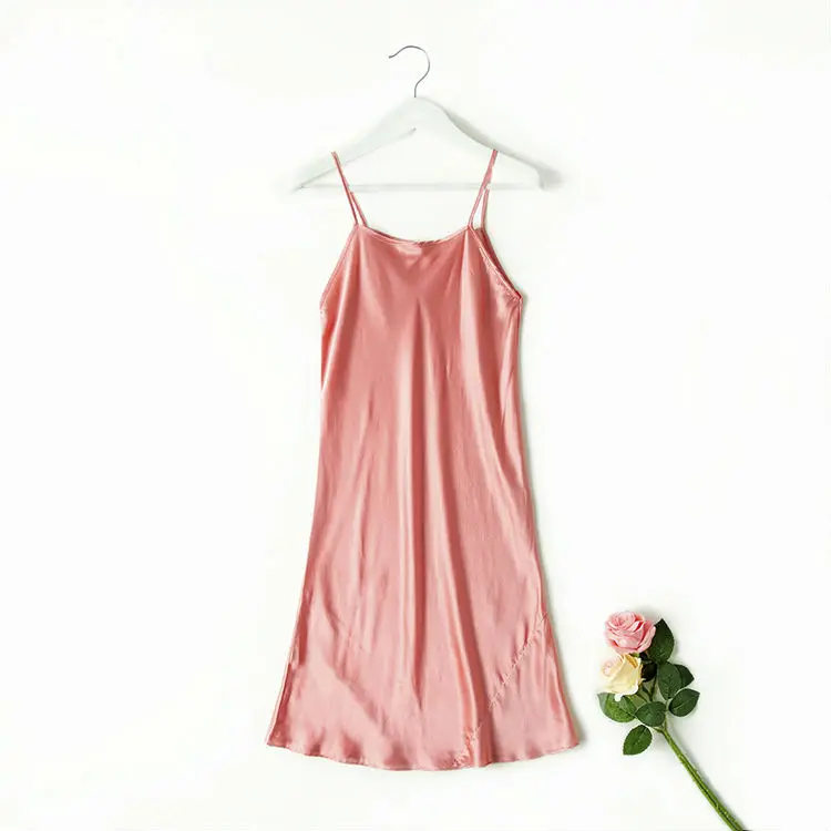 Silk SLEEP Dress REAL SILK women sleepwear healthy home dress Slips SALE 2016 spring new Black RED PINK 8