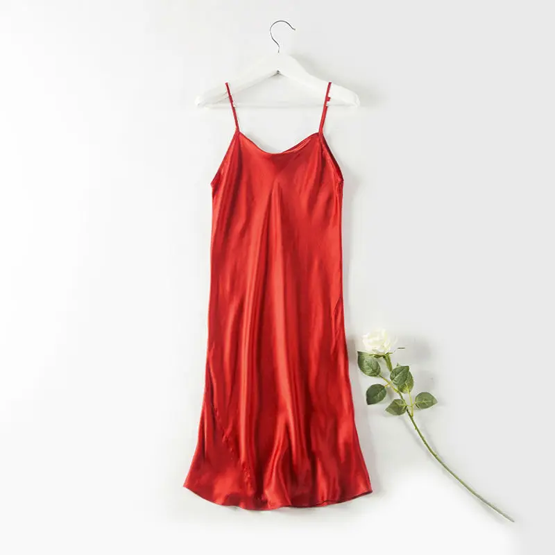 Silk SLEEP Dress REAL SILK women sleepwear healthy home dress Slips SALE 2016 spring new Black RED PINK 15