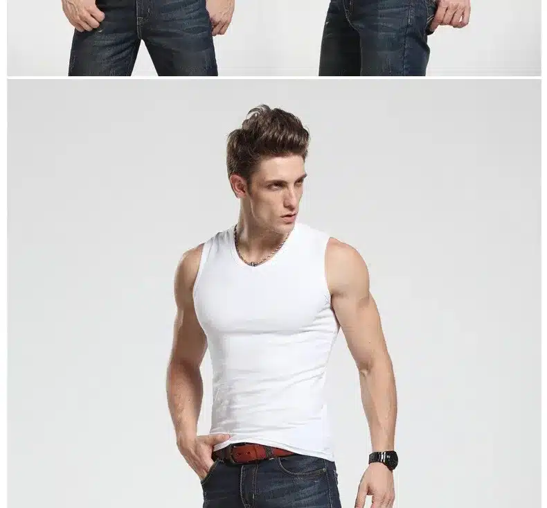 2018 Cotton Big Size Summer men clothing Tank Tops Black White Gray Singlets Sleeveless fitness men vest Bodybuilding t shirt 23