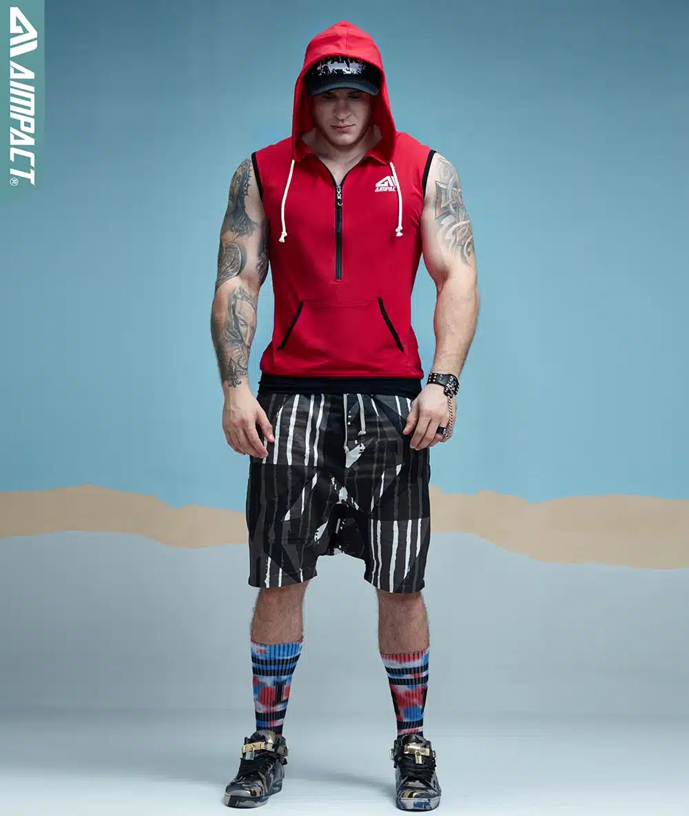 Aimpact Men's Fit Sleeveless Tapered Zip Hoodie Bodybuilding Tank Tops Crossfit Workout Sleeveless Jackets Terry Top Male AM1012 13