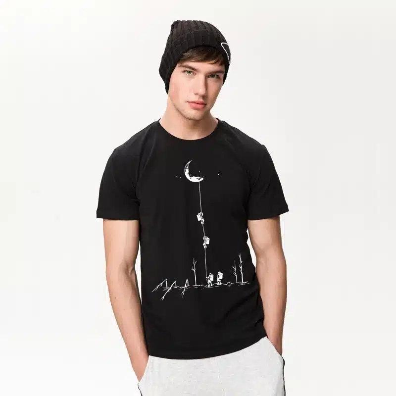 HanHent Funny T shirts Men Summer Fashion Climb To The Moon Printed Tshirt Casual Short Sleeve O-neck T-shirt Cotton Tops Tees 10