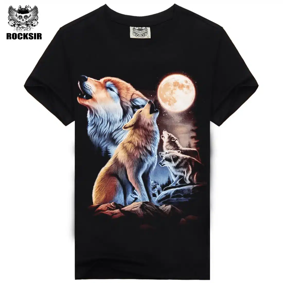 Rocksir 3d wolf t shirt mens Brand 3D Indians wolf Print t shirts Cotton wolves Men t-shirt Casual Man Tees Mens Tops 18