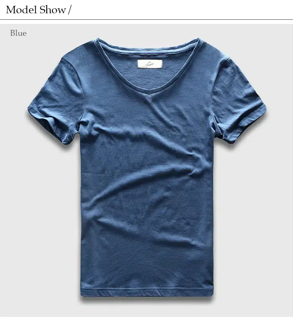 Zecmos 2017 Slim Fit V-Neck T-Shirt Men Basic Plain T Shirt Male Clothes Solid Cotton Top Tees Short Sleeve Fashion 20