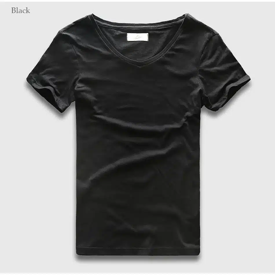 Zecmos 2017 Slim Fit V-Neck T-Shirt Men Basic Plain T Shirt Male Clothes Solid Cotton Top Tees Short Sleeve Fashion 22