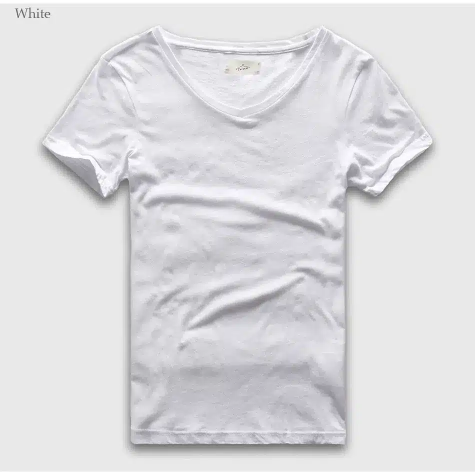 Zecmos 2017 Slim Fit V-Neck T-Shirt Men Basic Plain T Shirt Male Clothes Solid Cotton Top Tees Short Sleeve Fashion 23