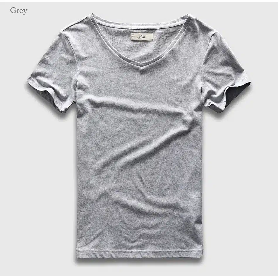 Zecmos 2017 Slim Fit V-Neck T-Shirt Men Basic Plain T Shirt Male Clothes Solid Cotton Top Tees Short Sleeve Fashion 24