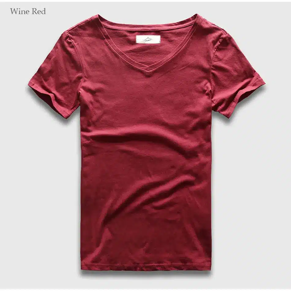 Zecmos 2017 Slim Fit V-Neck T-Shirt Men Basic Plain T Shirt Male Clothes Solid Cotton Top Tees Short Sleeve Fashion 25