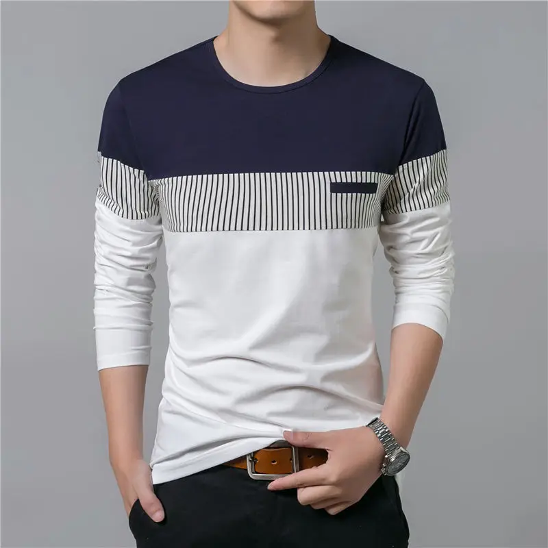 COODRONY T-Shirt Men 2017 Spring Summer New Long Sleeve O-Neck T Shirt Men Brand Clothing Fashion Patchwork Cotton Tee Tops 7622 5
