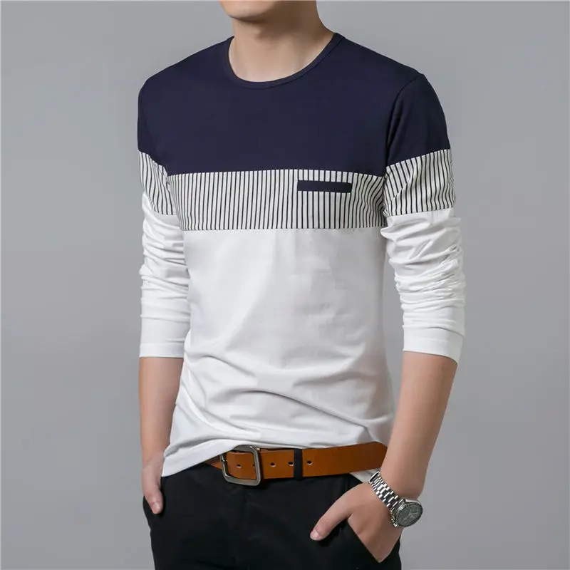 COODRONY T-Shirt Men 2017 Spring Summer New Long Sleeve O-Neck T Shirt Men Brand Clothing Fashion Patchwork Cotton Tee Tops 7622 6