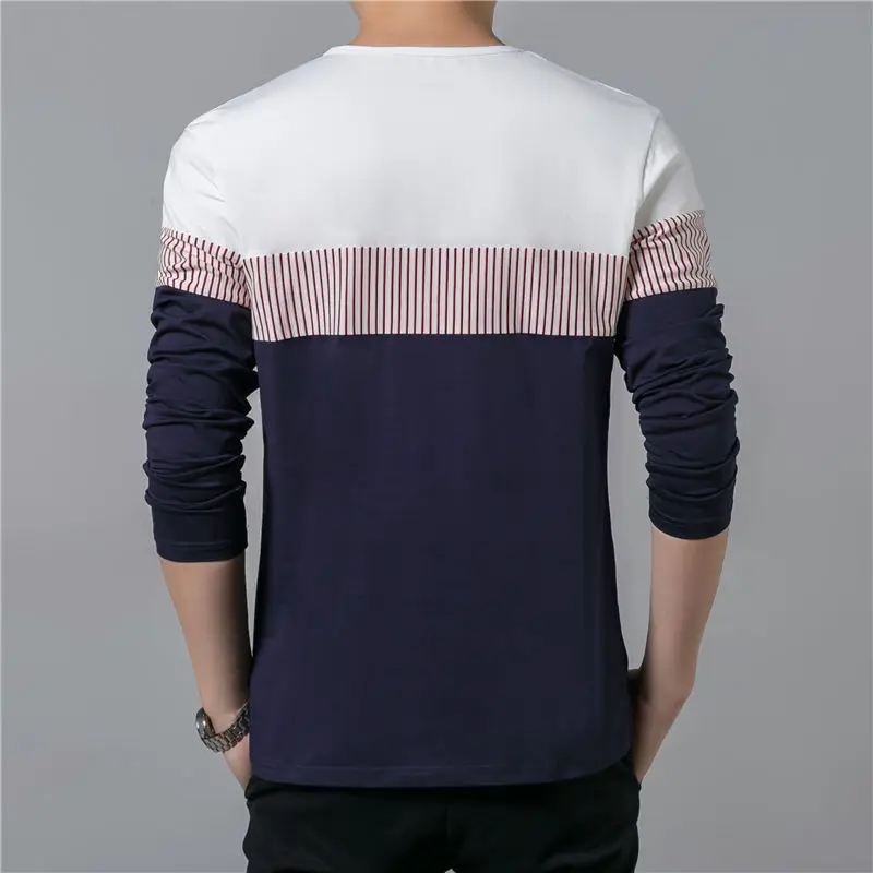 COODRONY T-Shirt Men 2017 Spring Summer New Long Sleeve O-Neck T Shirt Men Brand Clothing Fashion Patchwork Cotton Tee Tops 7622 13