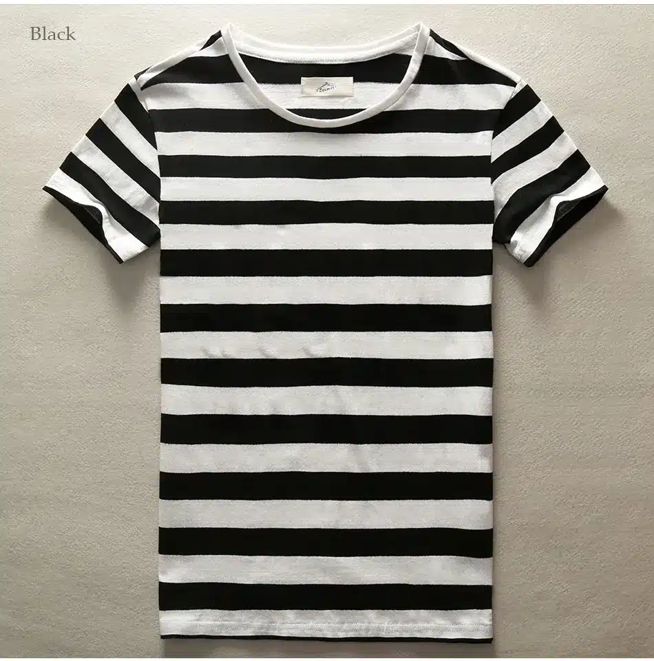 Zecmos New Men Stripe T-Shirt Fashion O Neck Short Sleeved Slim Fit Blue Striped T Shirt Man 21