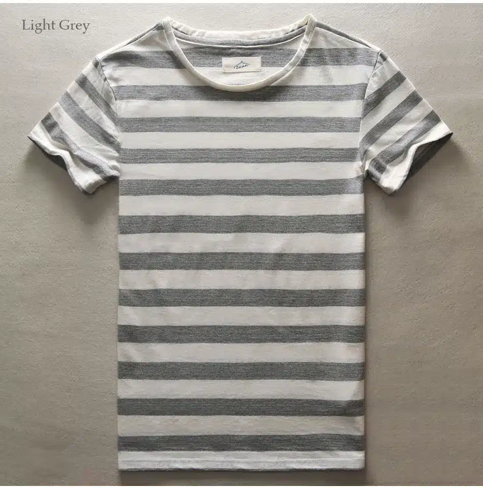 Zecmos New Men Stripe T-Shirt Fashion O Neck Short Sleeved Slim Fit Blue Striped T Shirt Man 22