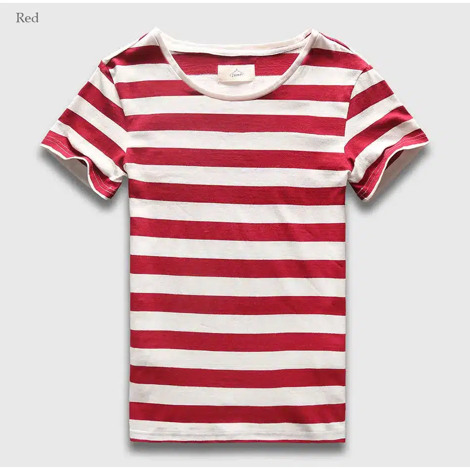 Zecmos New Men Stripe T-Shirt Fashion O Neck Short Sleeved Slim Fit Blue Striped T Shirt Man 24