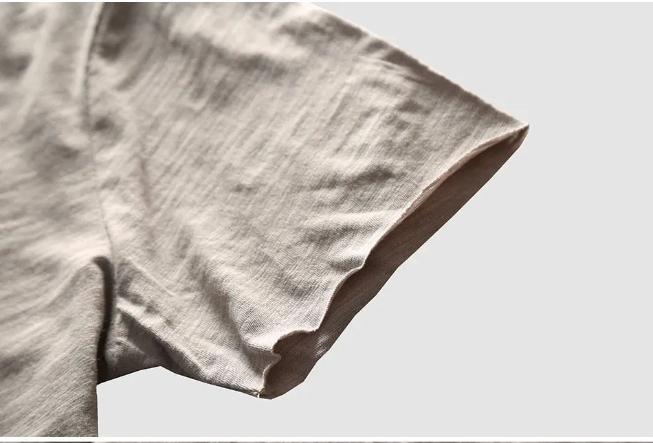 Zecmos Fashion Men T-Shirt With V Neck T Shirts For Men Male Luxury Cotton Plain Solid Curved Hem Top Tees Short Sleeve 29