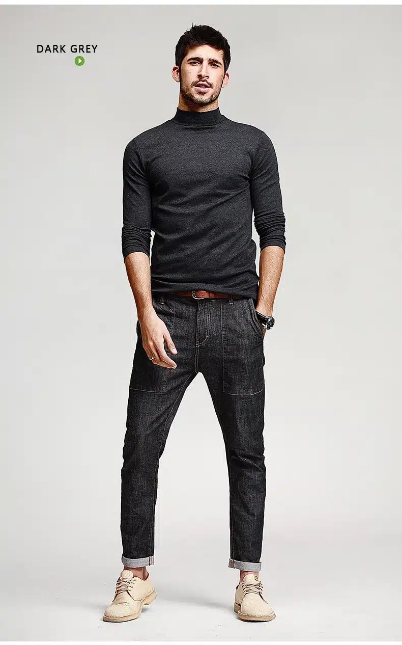 KUEGOU Mens Casual T Shirts 5 Solid Color Brand Clothing For Man's Long Sleeve Slim T-Shirts Male Wear Plus Size Tops Tees 803 14