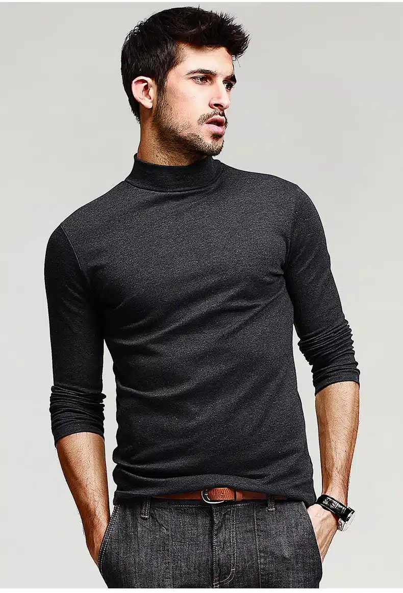KUEGOU Mens Casual T Shirts 5 Solid Color Brand Clothing For Man's Long Sleeve Slim T-Shirts Male Wear Plus Size Tops Tees 803 16
