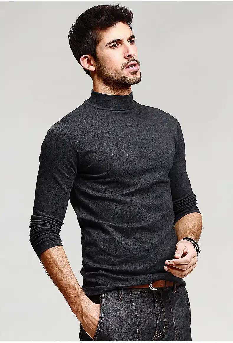 KUEGOU Mens Casual T Shirts 5 Solid Color Brand Clothing For Man's Long Sleeve Slim T-Shirts Male Wear Plus Size Tops Tees 803 18