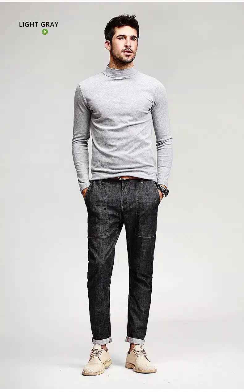 KUEGOU Mens Casual T Shirts 5 Solid Color Brand Clothing For Man's Long Sleeve Slim T-Shirts Male Wear Plus Size Tops Tees 803 19