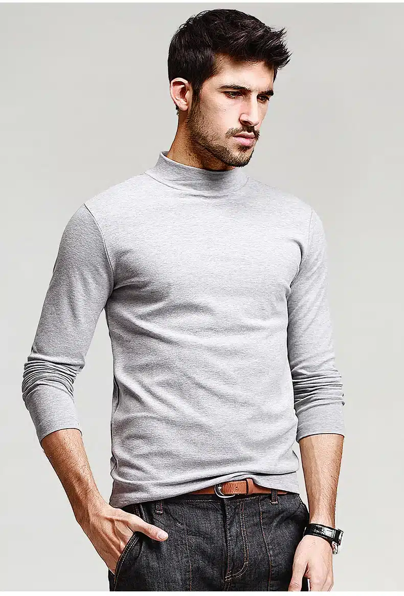 KUEGOU Mens Casual T Shirts 5 Solid Color Brand Clothing For Man's Long Sleeve Slim T-Shirts Male Wear Plus Size Tops Tees 803 20