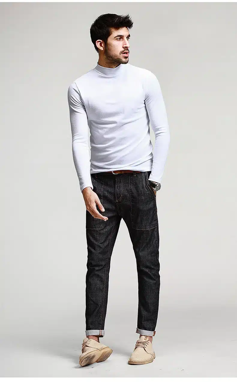 KUEGOU Mens Casual T Shirts 5 Solid Color Brand Clothing For Man's Long Sleeve Slim T-Shirts Male Wear Plus Size Tops Tees 803 23