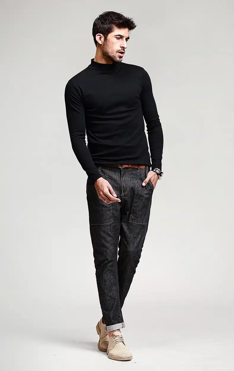 KUEGOU Mens Casual T Shirts 5 Solid Color Brand Clothing For Man's Long Sleeve Slim T-Shirts Male Wear Plus Size Tops Tees 803 25