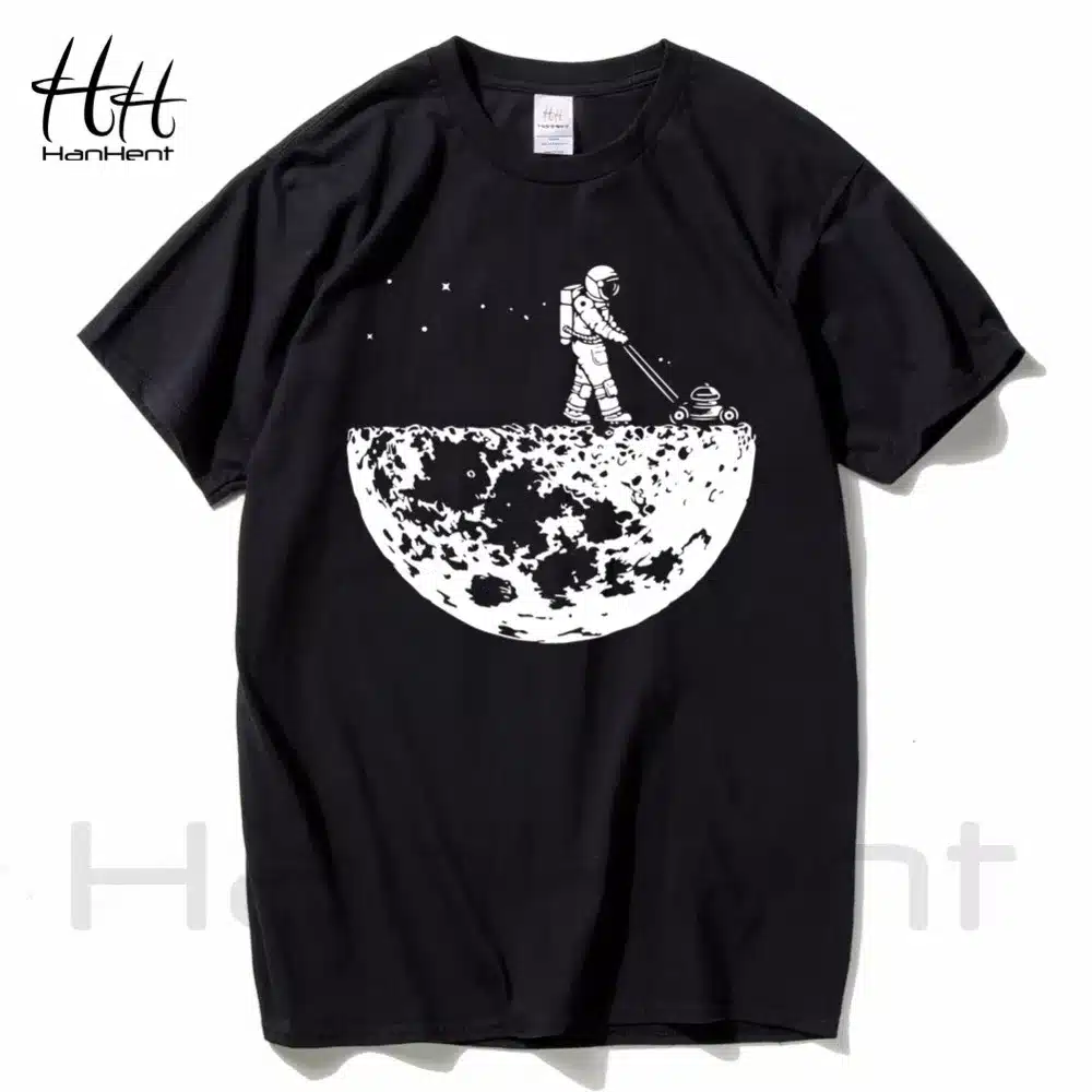 HanHent Develop The Moon T-shirts Men's Creative Design Summer Tee shirts Casual Streetwear Cotton Tops New Funny T shirts Black 11