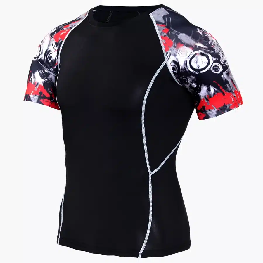 New Compression Shirt Splicing Sleeve Fitness Men Wolf Skull Anime 3D T Shirt MMA Short Sleeve Crossfit Bodybuilding Tee Shirt 19