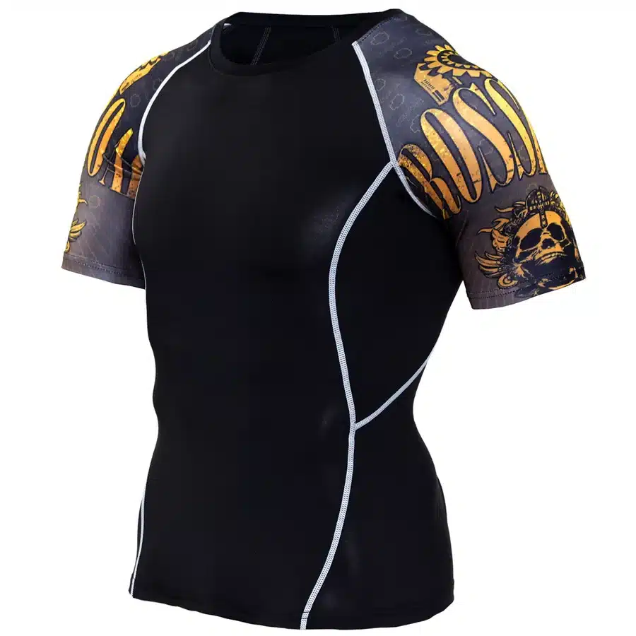 New Compression Shirt Splicing Sleeve Fitness Men Wolf Skull Anime 3D T Shirt MMA Short Sleeve Crossfit Bodybuilding Tee Shirt 28