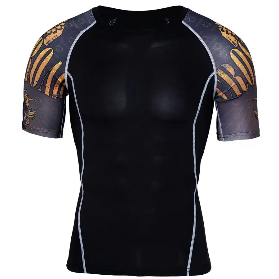 New Compression Shirt Splicing Sleeve Fitness Men Wolf Skull Anime 3D T Shirt MMA Short Sleeve Crossfit Bodybuilding Tee Shirt 29