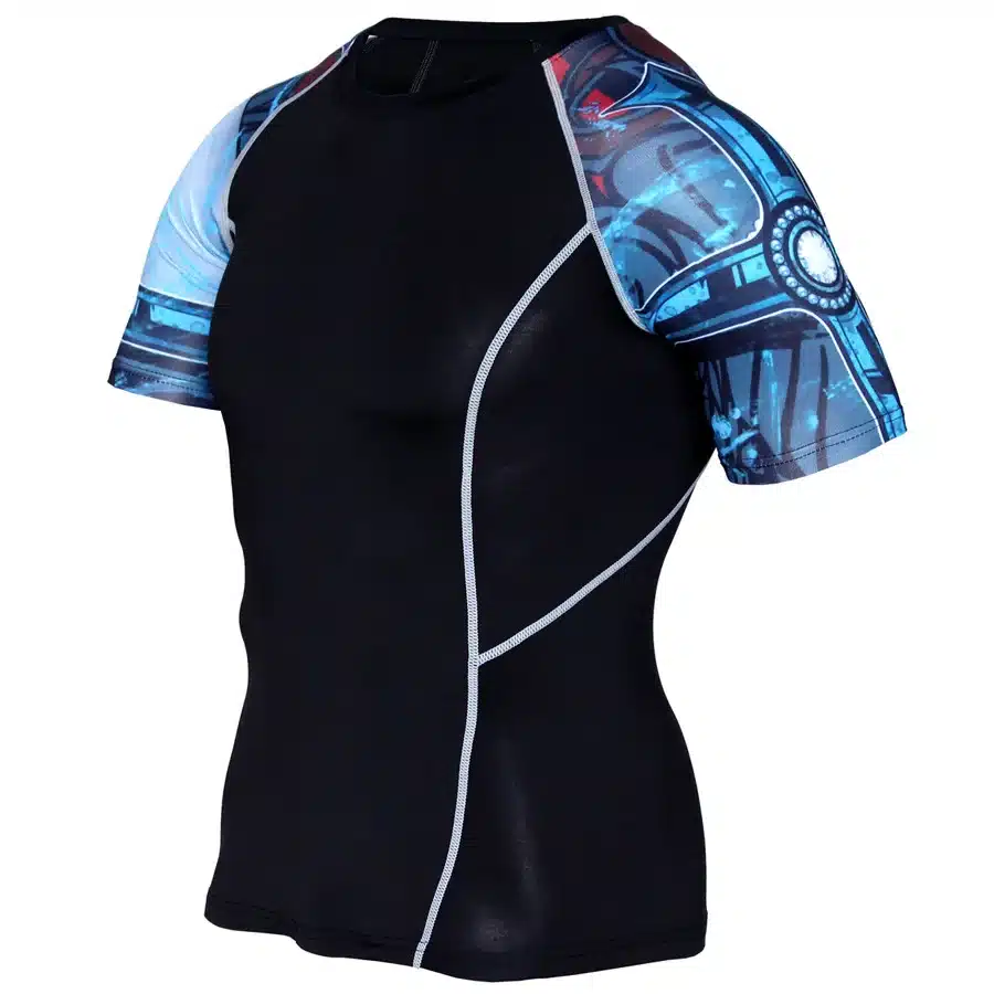 New Compression Shirt Splicing Sleeve Fitness Men Wolf Skull Anime 3D T Shirt MMA Short Sleeve Crossfit Bodybuilding Tee Shirt 31