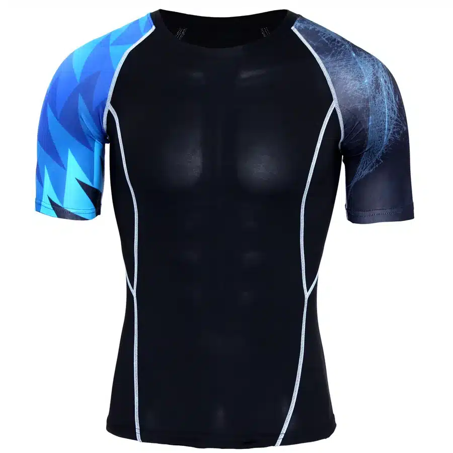 New Compression Shirt Splicing Sleeve Fitness Men Wolf Skull Anime 3D T Shirt MMA Short Sleeve Crossfit Bodybuilding Tee Shirt 35