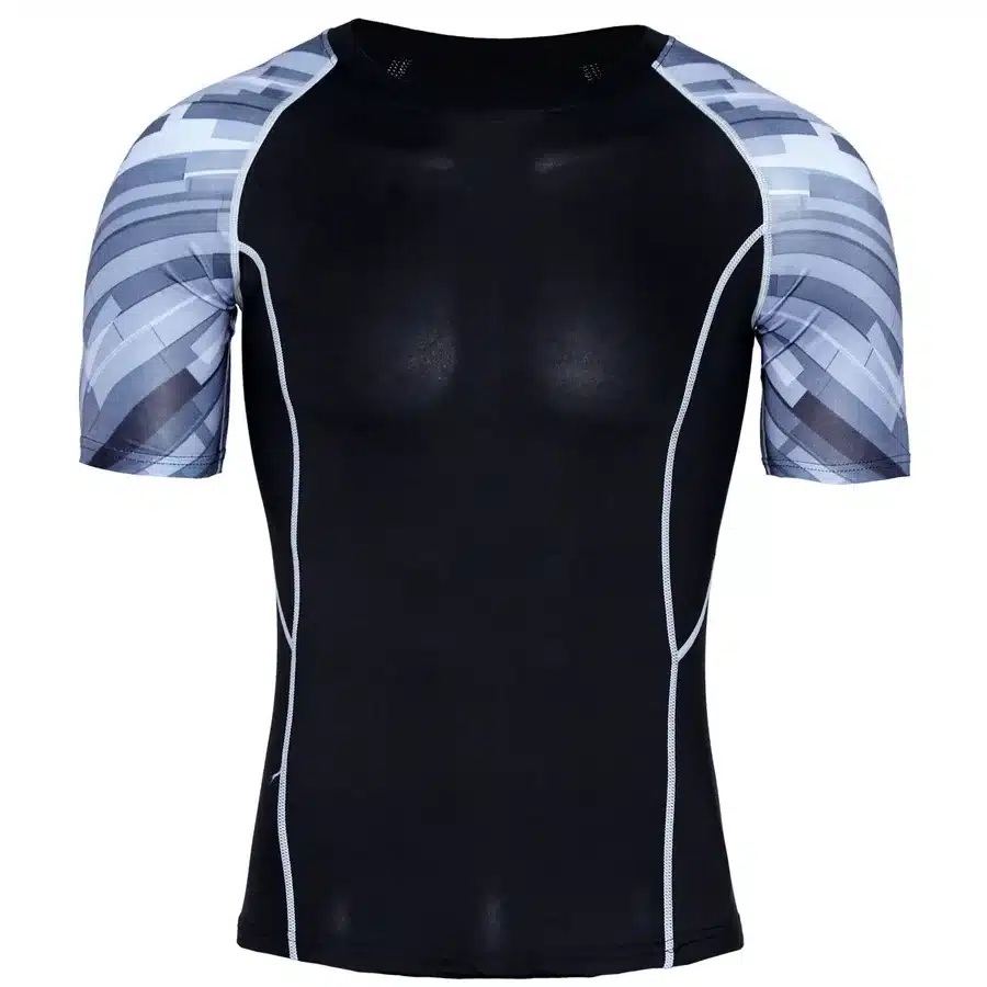 New Compression Shirt Splicing Sleeve Fitness Men Wolf Skull Anime 3D T Shirt MMA Short Sleeve Crossfit Bodybuilding Tee Shirt 38
