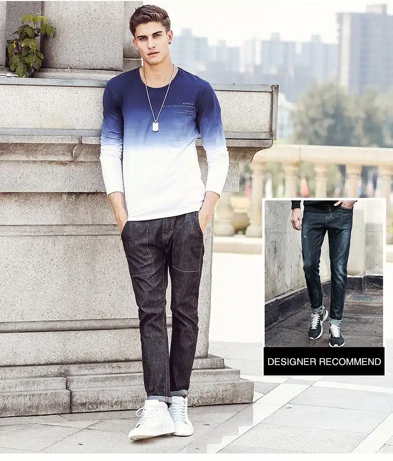 Pioneer Camp 2018 New Arrive Mens T Shirts Fashion O-Neck casual Long Sleeve T-Shirt Gradient band Clothing T Shirt Homme 611907 19